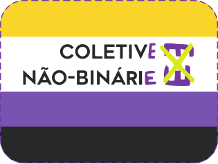 Logo completa do Coletive Não-Binárie com a bandeira da comunidade